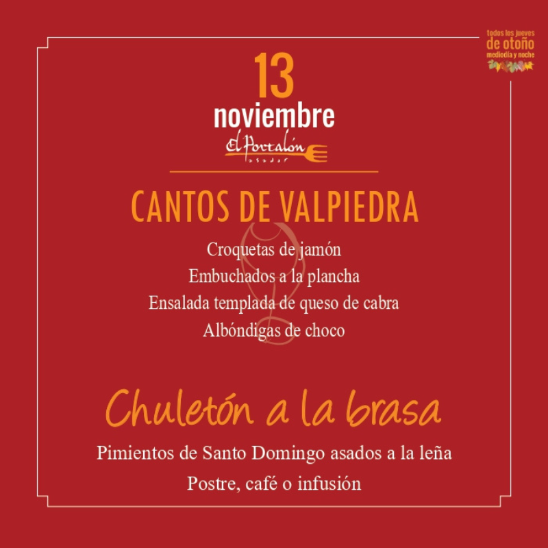 Jornadas chuleton 2025 - Asador El Portalon-13-noviembre Jornadas del chuleton 2025 en Asador El Portalon Día 13 de noviembre