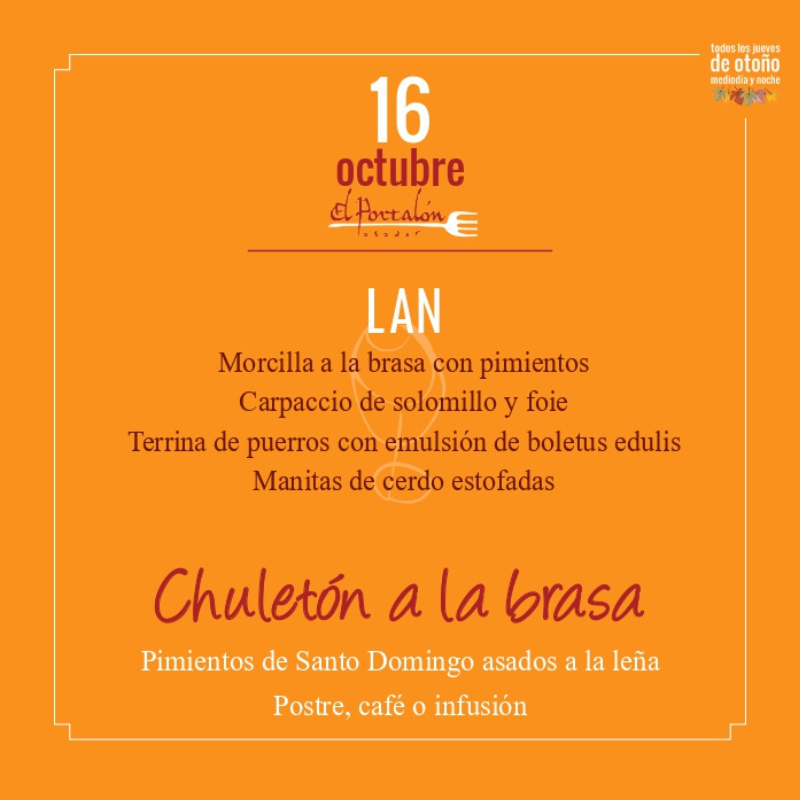 Jornadas chuleton 2025 - Asador El Portalon-16-octubre Jornadas del chuleton 2025 en Asador El Portalon Día 16 de octubre